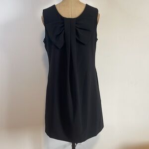 FRNCH Coquette Cocktail Dress LG Black LBD Career Minimal Shift Bow Parisian